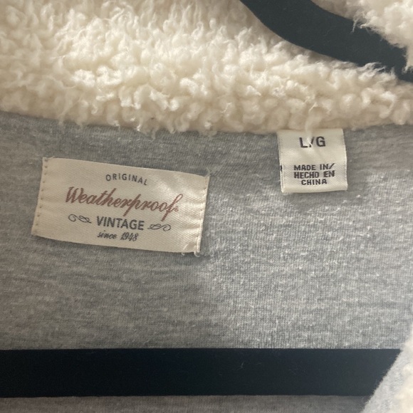 Large Original Weatherproof Vintage Sherpa Quarter Zip ivory and blue 💕 - Picture 7 of 11